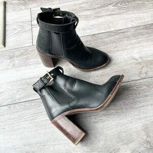 KG KURT GEIGER Sebastian Black  Leather Buckle Ankle Boots Made in Spain